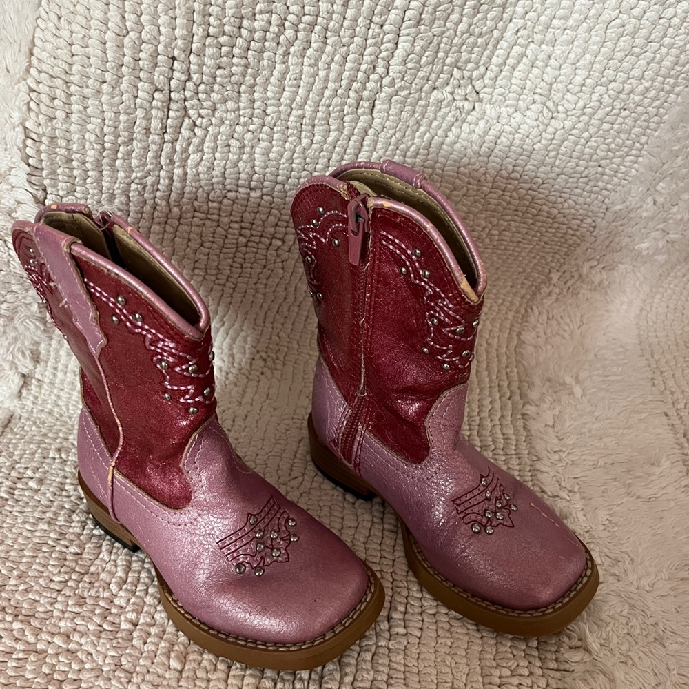 Roper Pink and Red Infant Western Boots with Rhinestones